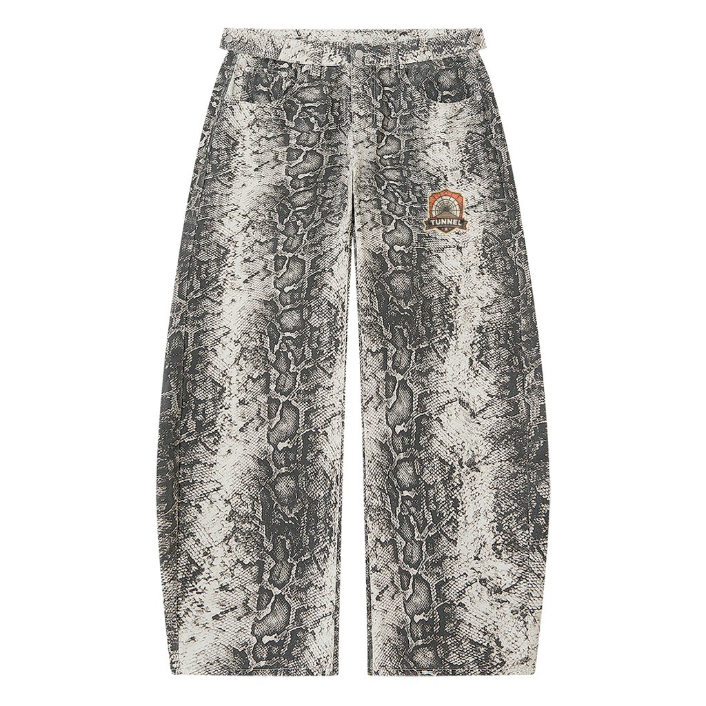Men's Snake Print Barrel Leg Pants