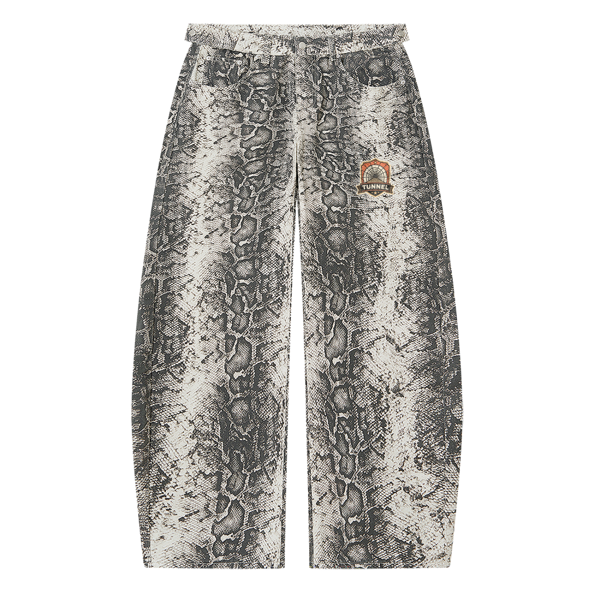 Men's Snake Print Barrel Leg Pants